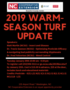Cover photo for 2019 Warm-Season Turf Update - Beaufort County, NC