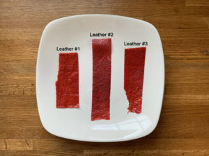 Strawberry fruit leathers taste test