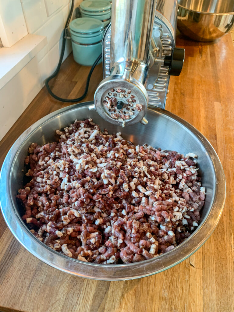 Ground meat for sausage